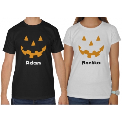Koszulki dla par zakochanych komplet 2 szt Halloween Dynia